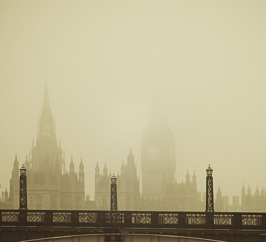 Winter Photograph - Misty London skyline by Lenny Carter