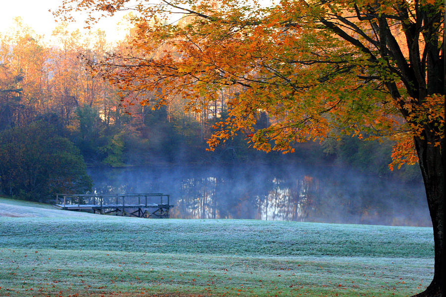 Fall Photograph - Misty morning at the lake by Emanuel Tanjala