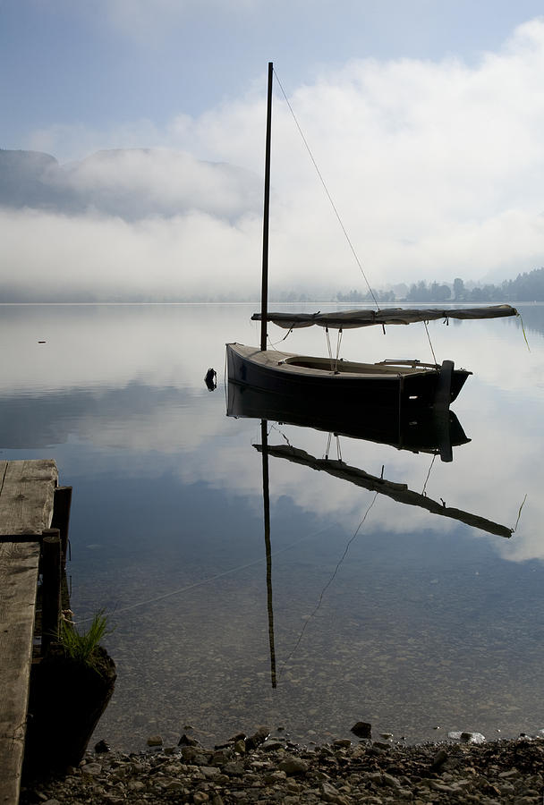 Misty morning on Lake Bohinj Photograph by Ian Middleton