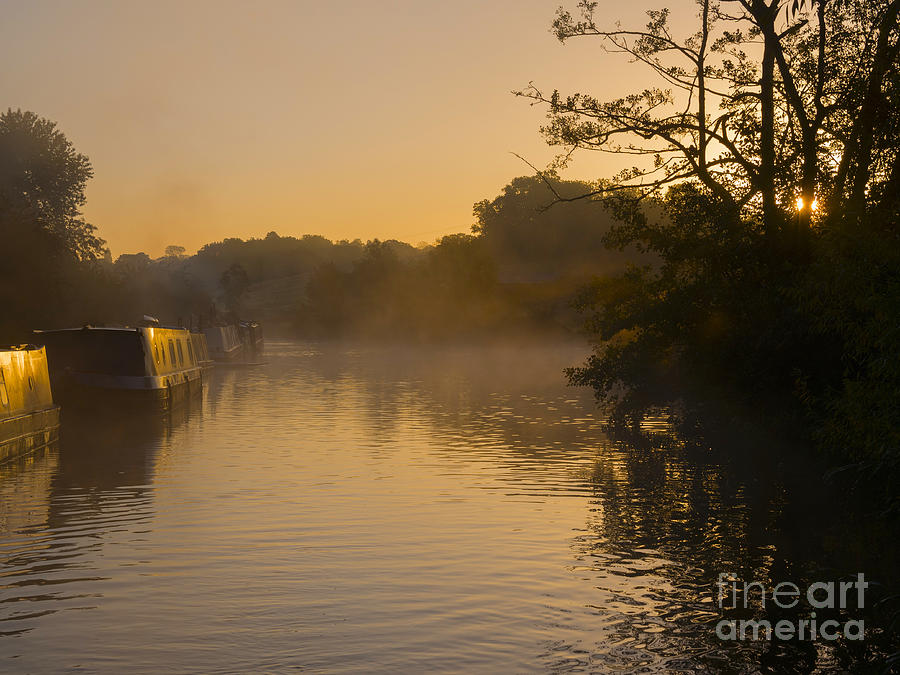 Misty morning on the Grand Union Canal Photograph by Louise Heusinkveld