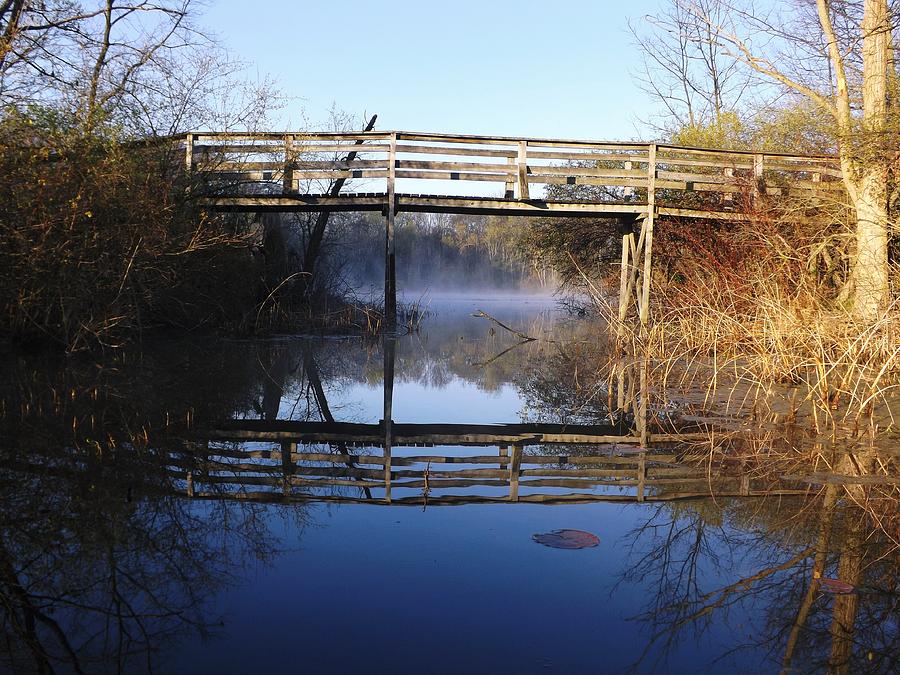 Misty River Bridge Photograph