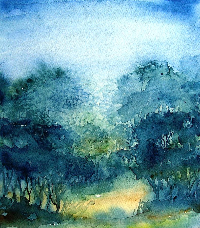 Misty Woodland  Morning  Painting by Trudi Doyle