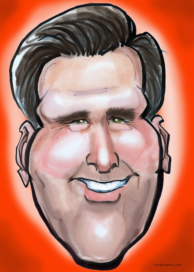Mitt Romney Caricature Painting by Kevin Middleton
