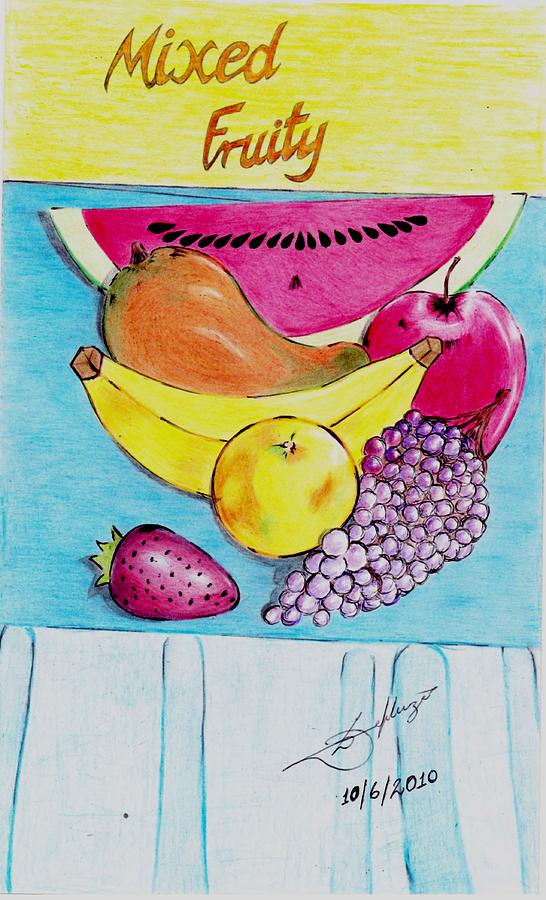 Fruit Drawing - Mixed Fruity by Lorenzo Depluzer