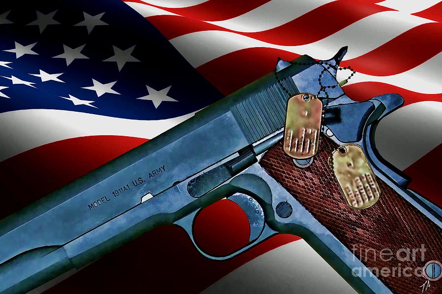 Colt Digital Art - Model 1911-A1 by Tommy Anderson