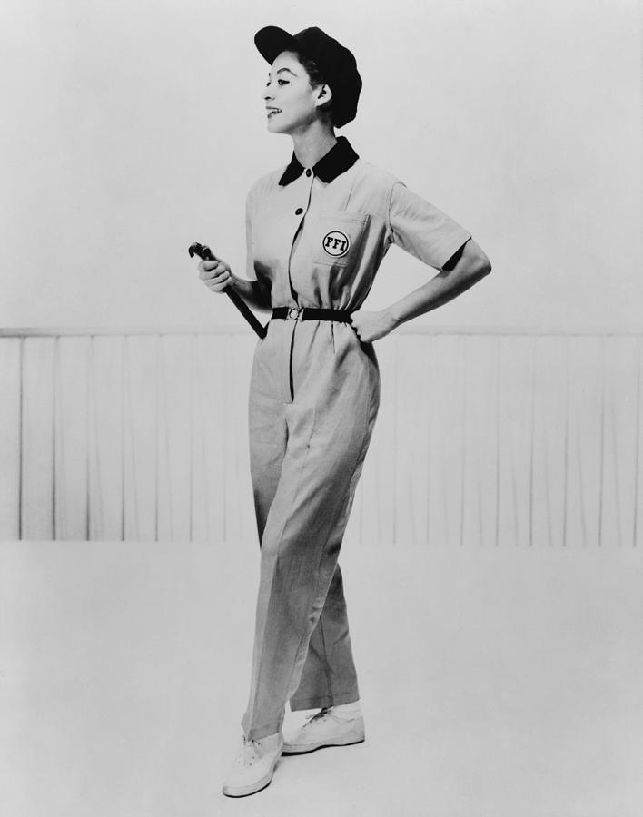 Model Wearing Coveralls With Insignia Photograph by Everett Model Wearing Coveralls With Insignia Photograph by Everett