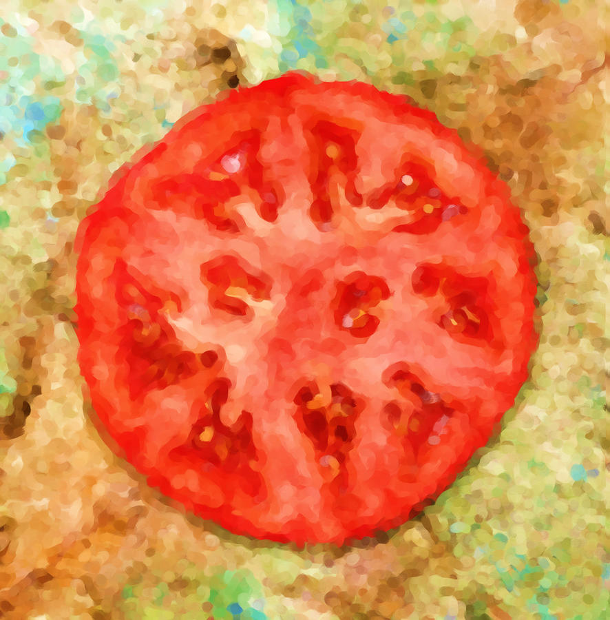 Modern Mosaic Tomato Painting Painting by Tracie Schiebel