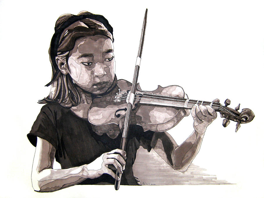 Music Painting - Molly and the Violin by Tyler Auman