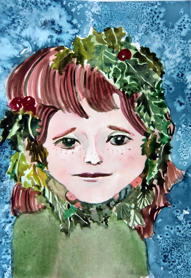 Christmas Painting - Mollys Holly by Mindy Newman