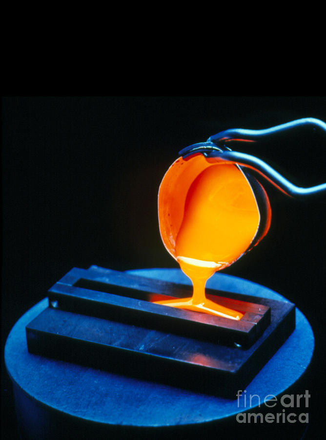 Industry Photograph - Molten Nuclear Waste Glass Poured by US Department of Energy