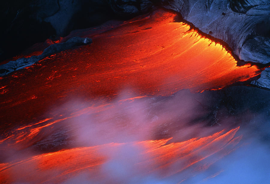 Molten Pahoehoe Lava Spilling From A Lava Tube Photograph by G. Brad ...