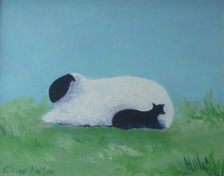 Sheep Painting - Momma and Baby Black Lamb by Elaine Cummins