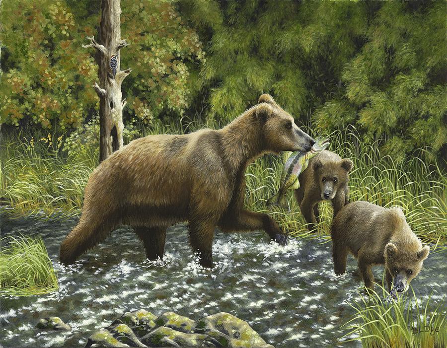 Momma bear and cubs Painting by Barbara Kisiah - Fine Art America