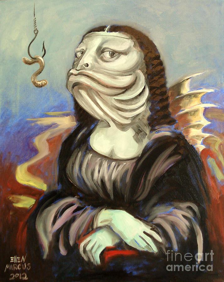 Fish Painting - Mona Lisa as a Fish by Ellen Marcus