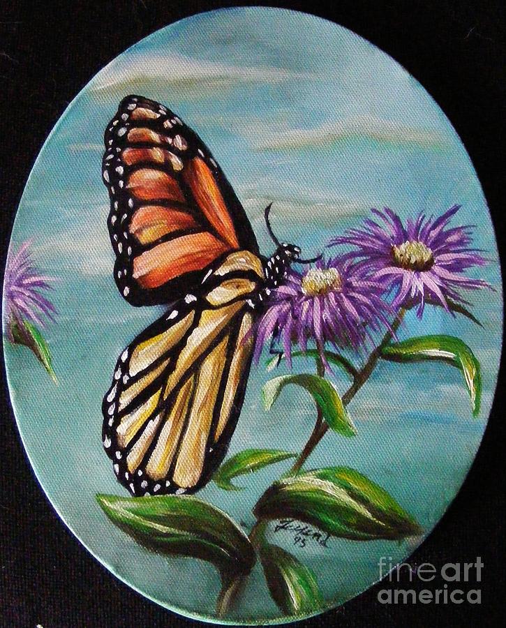 Monarch and Aster Painting by Karen  Ferrand Carroll