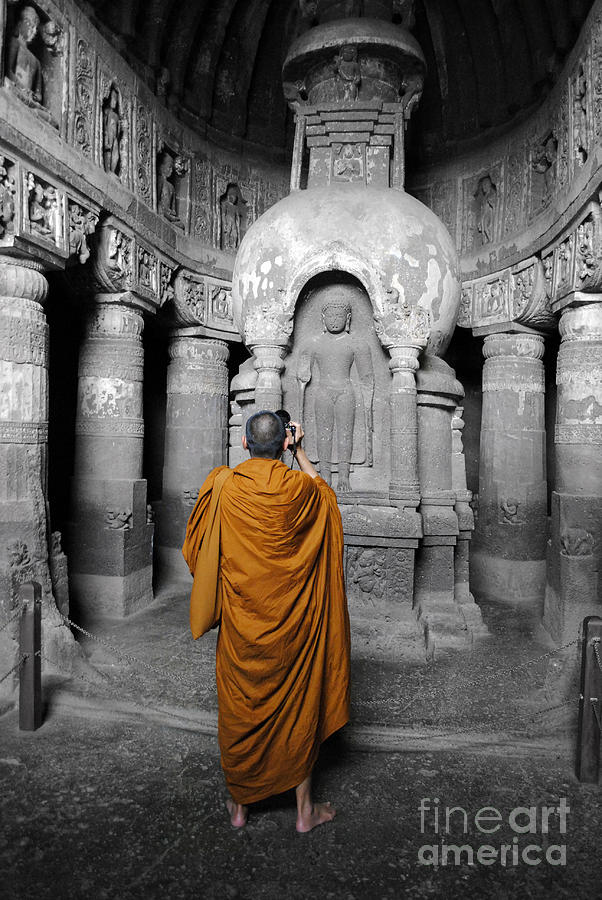 Monk at ajanta caves India Photograph by Sumit Mehndiratta