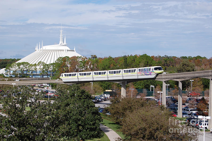 Monorail and Space Mountain Magic Kingdom Walt Disney World Prints Photograph by Shawn OBrien