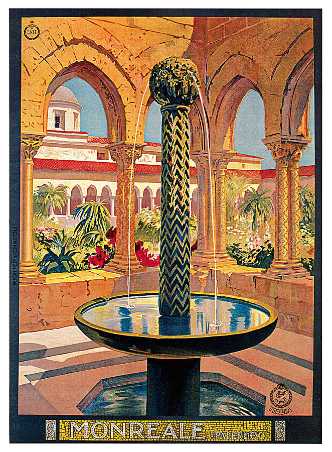 Fountain Painting - Monreale by Vittorio Grassi