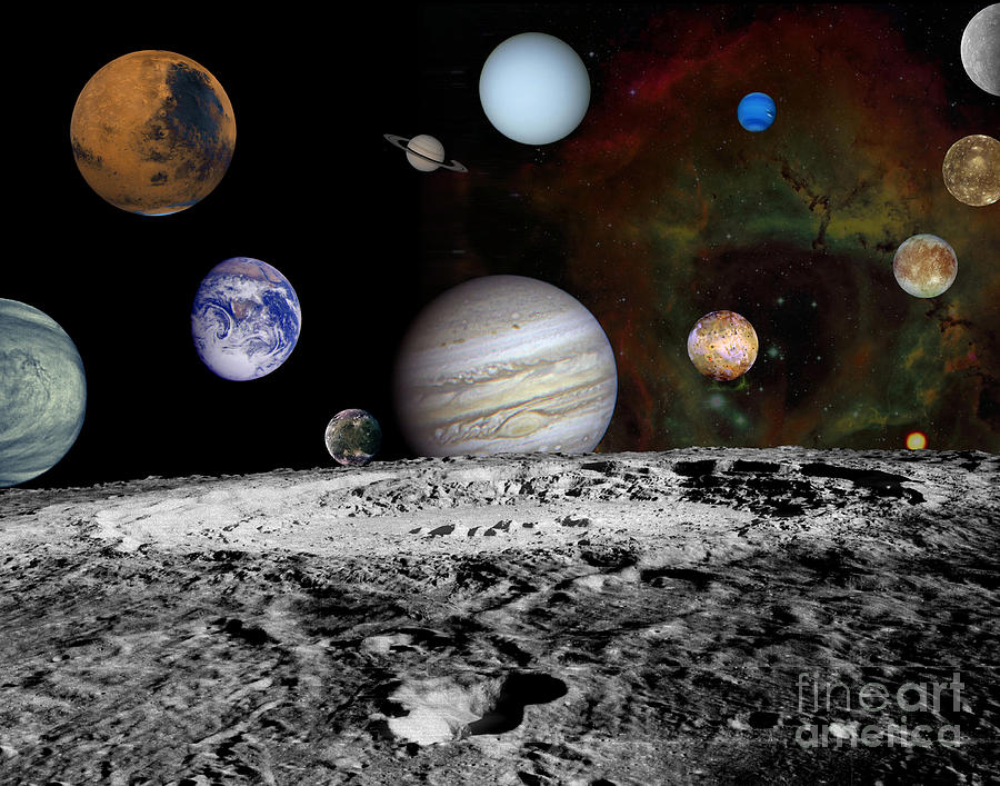 Montage Of The Planets And Jupiters Photograph by Stocktrek Images