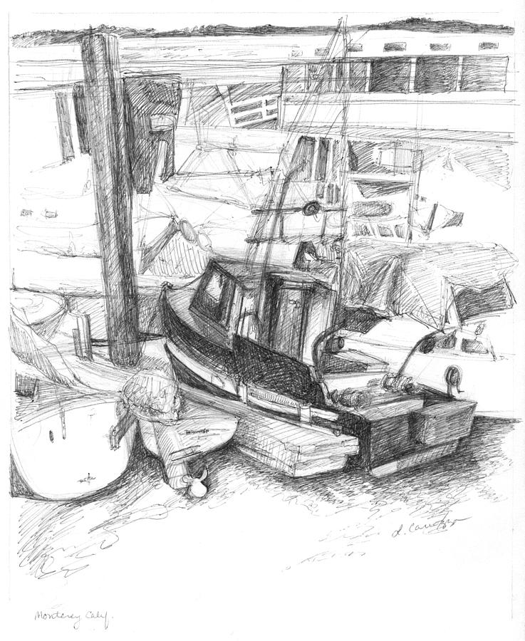 Monterey Boat Dock Drawing by Elizabeth Carrozza Pixels
