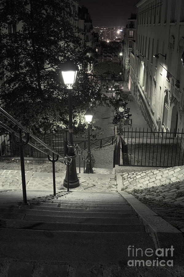 Montmartre steps by night Photograph by Fabrizio Ruggeri
