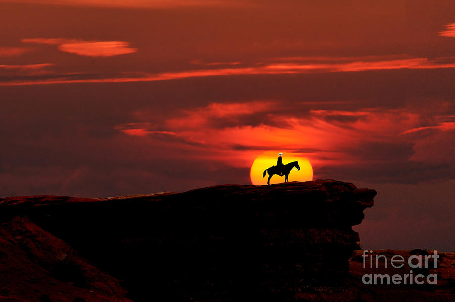 Monument Valley Navejo on horse Photograph by Dan Friend