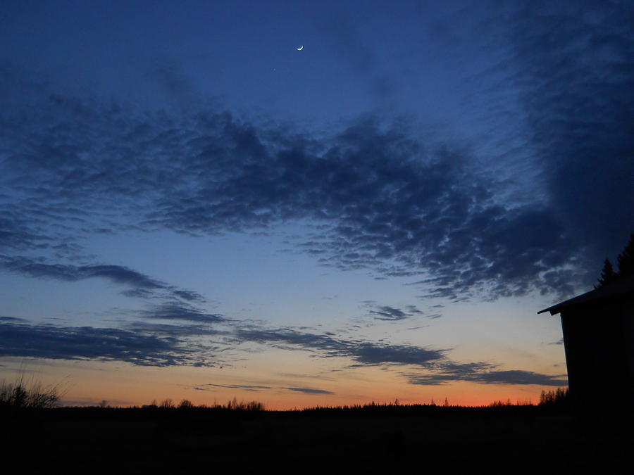 Moon and Clouds at Dusk Photograph by Kent Lorentzen