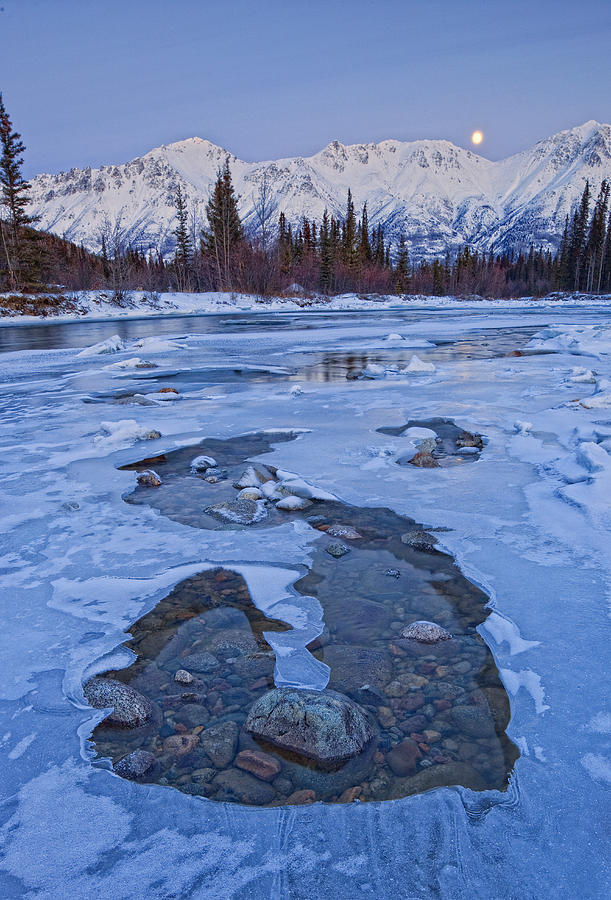 Moon And Ice Formations Photograph by Robert Postma - Pixels