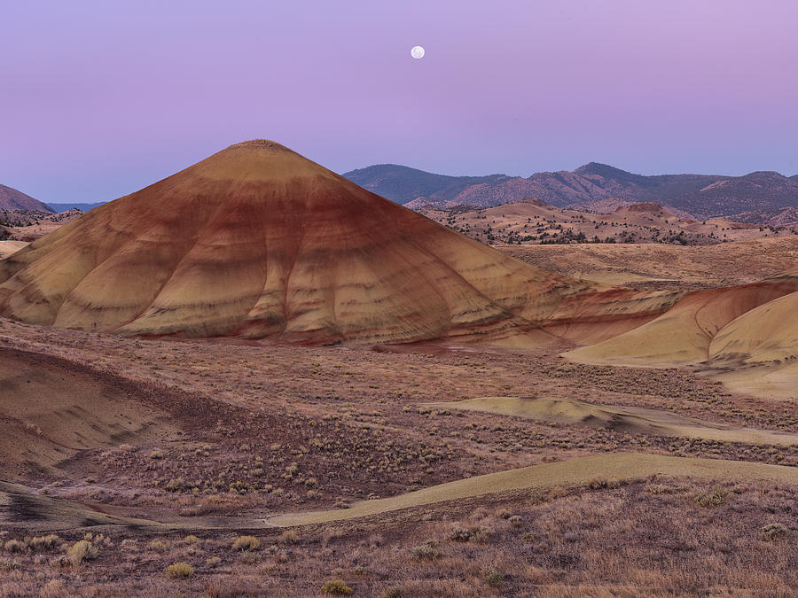 Moon and Painted Hills Photograph by Leland D Howard