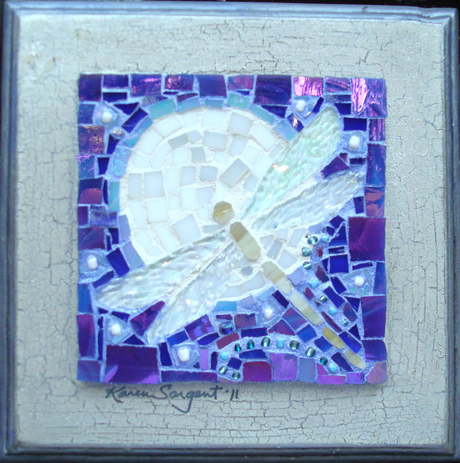 Dragonfly Glass Art - Moon and Stars by Karan Sargent