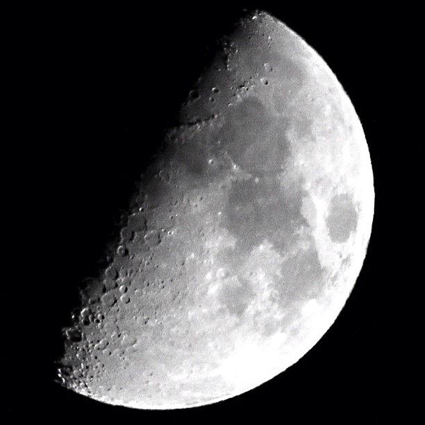 Planet Photograph - Moon At 52% With My Sigma 500mm Lens by Mark Jackson