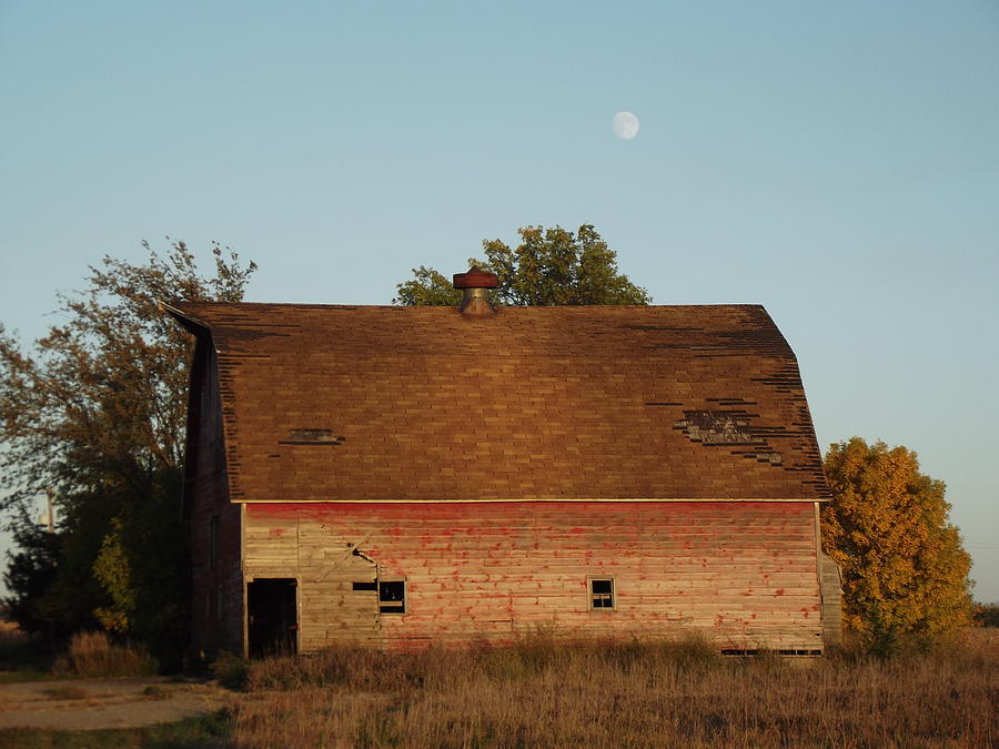 Fall Photograph - Moon Barn III by Bonfire Photography