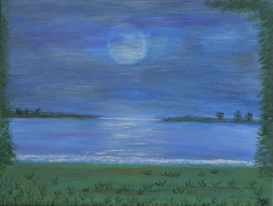 Moon Light Lake Painting by Ione Hedges
