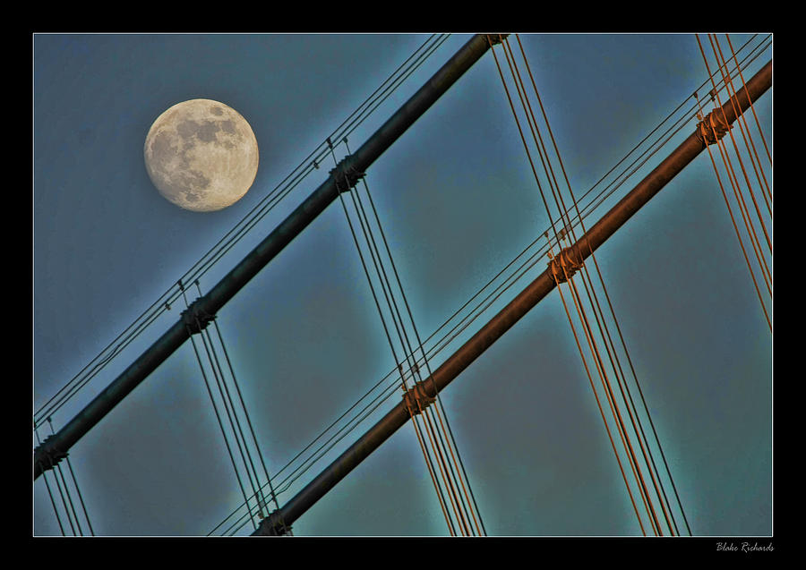Moon on Bay Bridge Photograph by Blake Richards