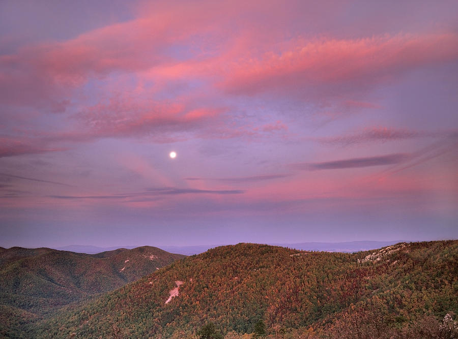 Moon Over Blue Ridge Range And Lost Photograph by Tim Fitzharris