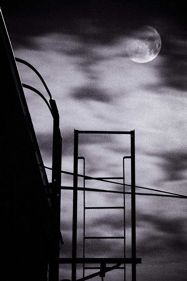 Moon Over Brooklyn Rooftop Photograph by Gary Heller