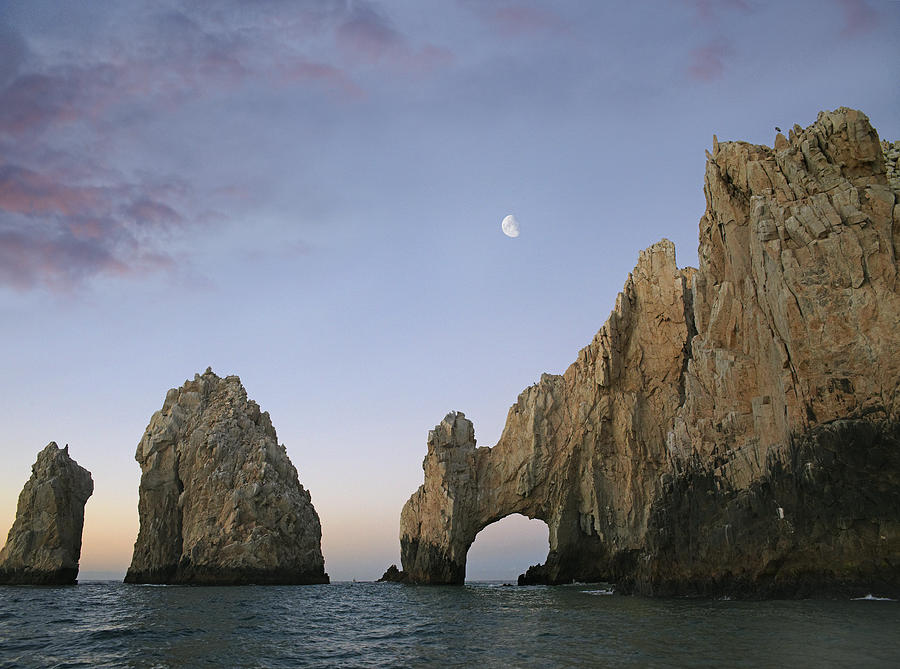 Moon Over El Arco Cabo San Lucas Mexico Photograph by Tim Fitzharris