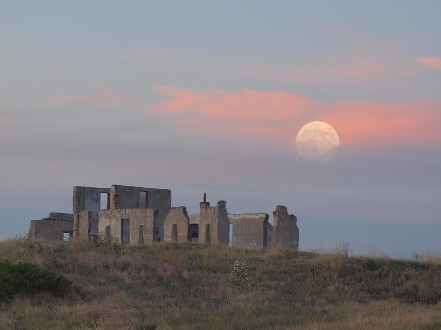 Moon over Fort Laramie Photograph by HW Kateley