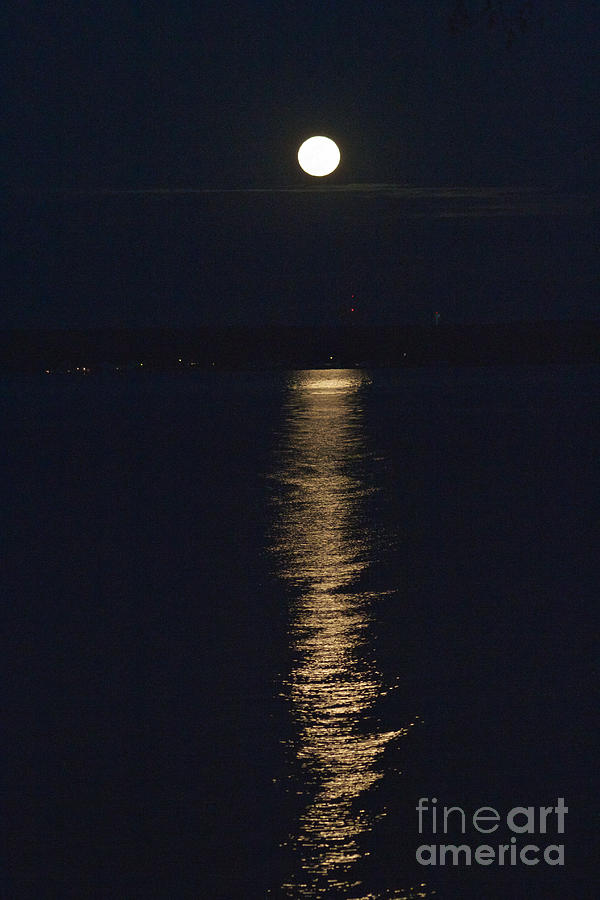 Nature Photograph - Moon over Seneca Lake by William Norton