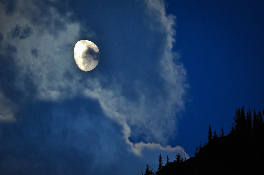 Moon over Swiftcurrent  Photograph by Ronda Broatch
