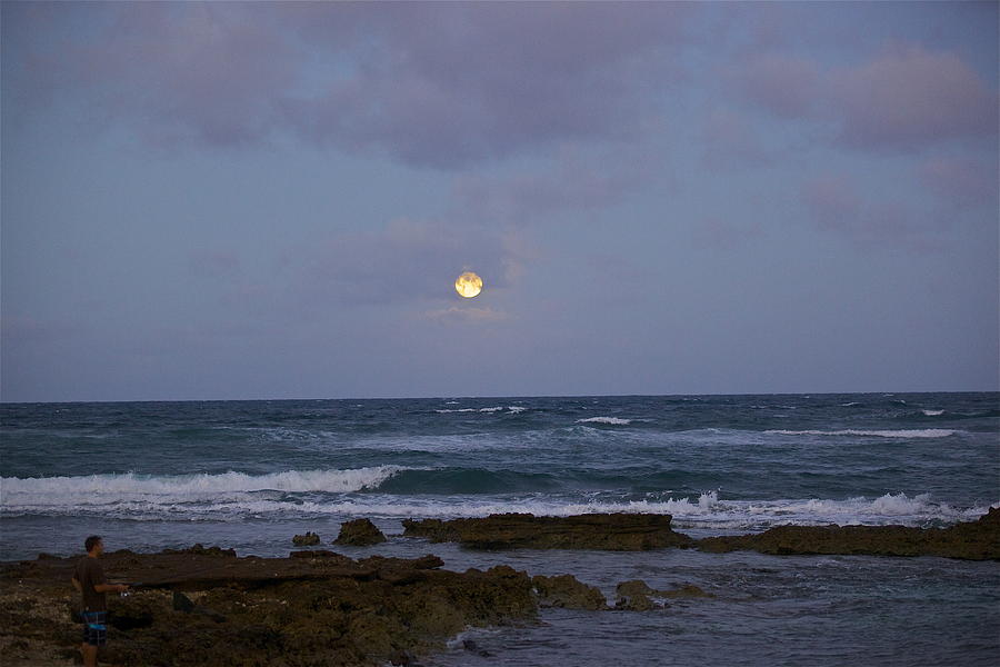 Moon Over The Beach 1 Photograph by Eddie Freeman
