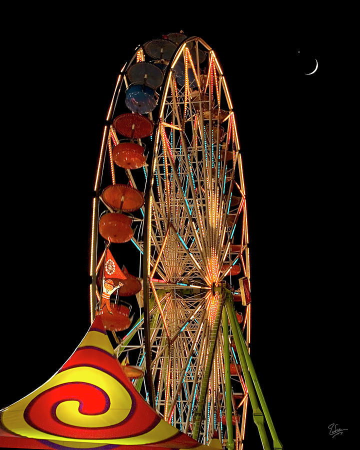Moon Over The Ferris Wheel Photograph by Endre Balogh