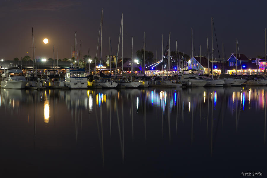 Moon Over The Marina Photograph by Heidi Smith