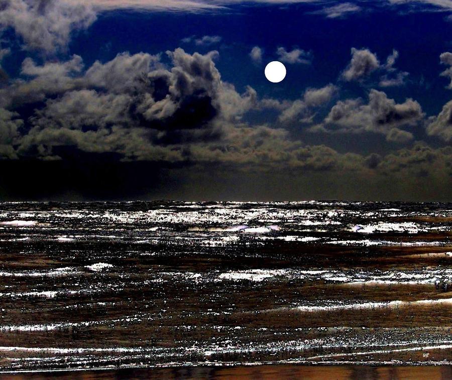 Moon Over The Pacific Digital Art by Will Borden