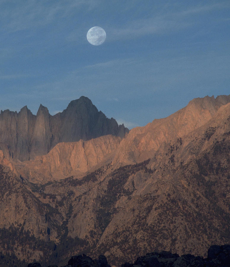 Moon over Whitney Photograph by John Farley