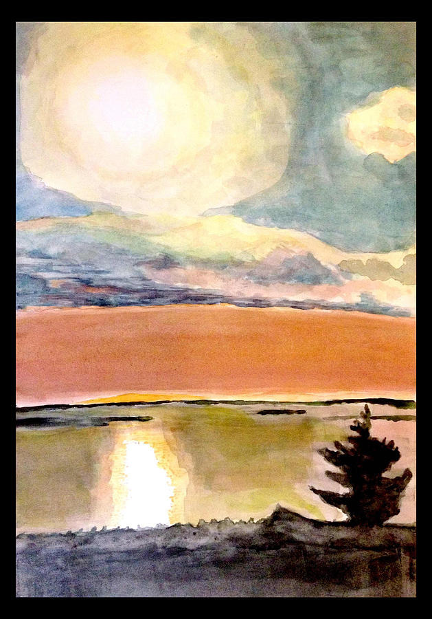 Watercolor Painting - Moon Rise Watercolor by John  Schwind
