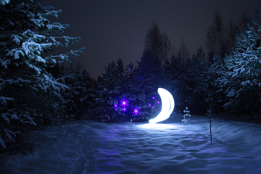 Winter Photograph - Moon Tale by Sergey Churkin