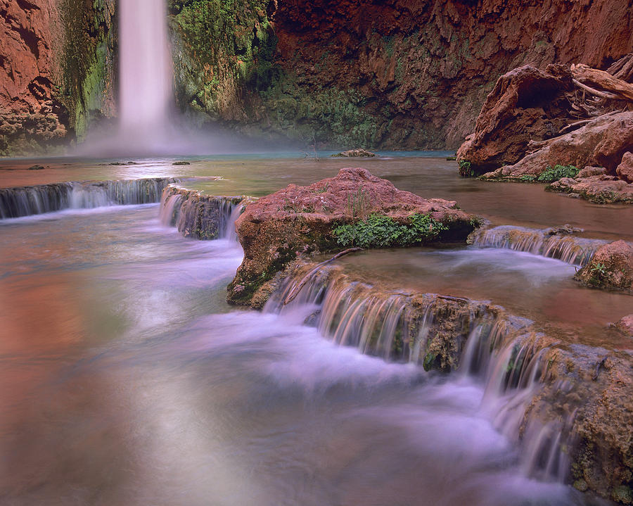 Mooney Falls Cascading Into Havasu Photograph by Tim Fitzharris