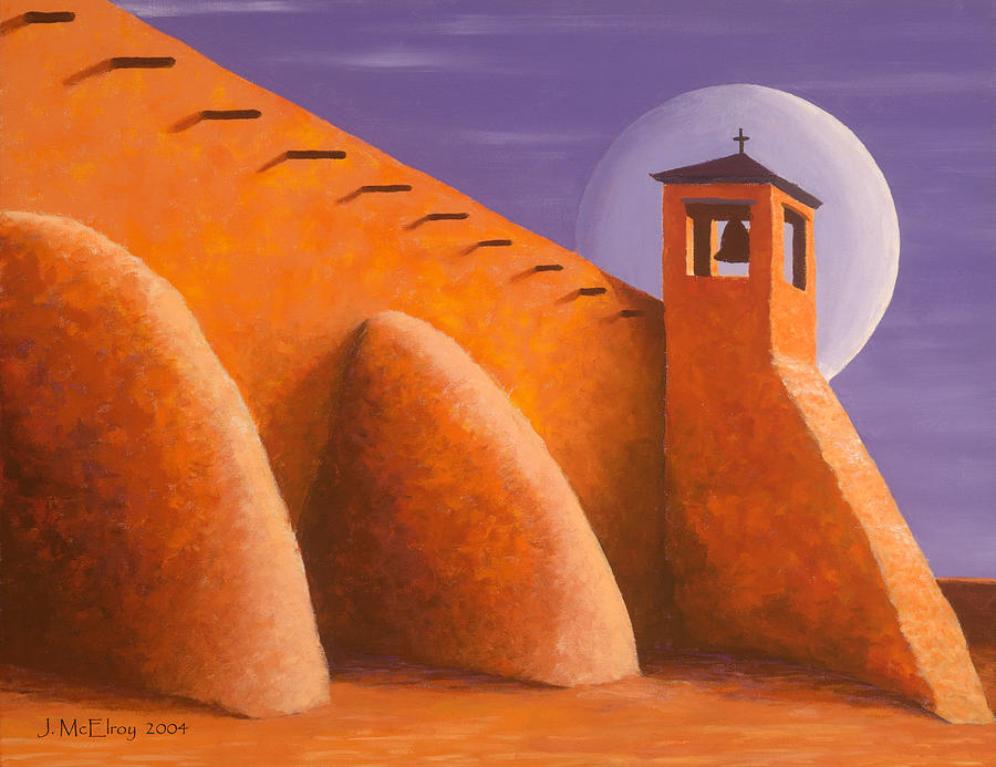 Landscape Painting - Moonlight Isleta by Jerry McElroy