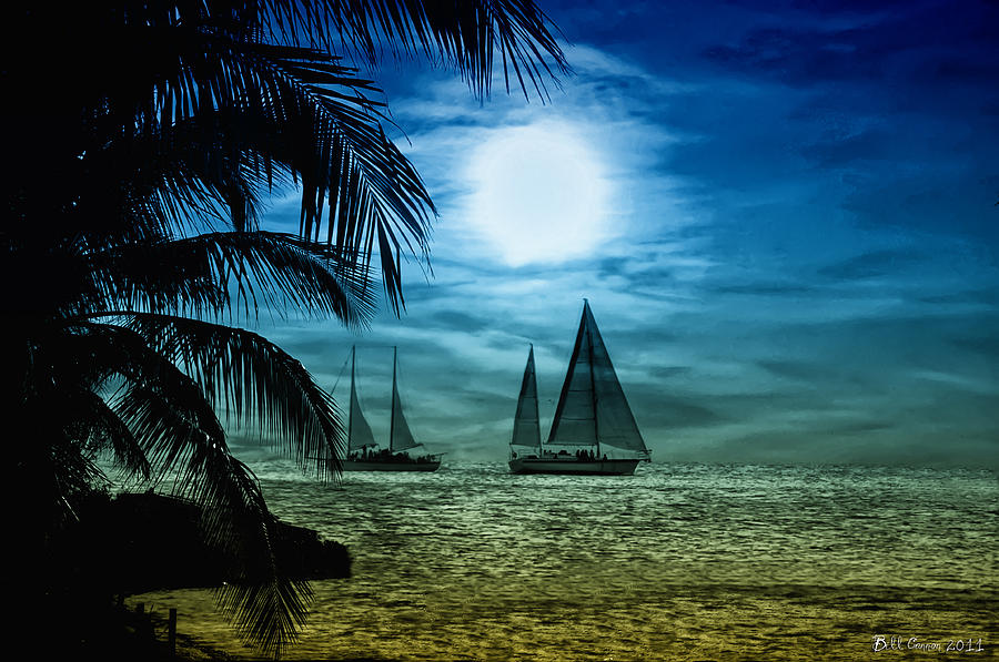 Moonlight Sail - Key West Photograph by Bill Cannon